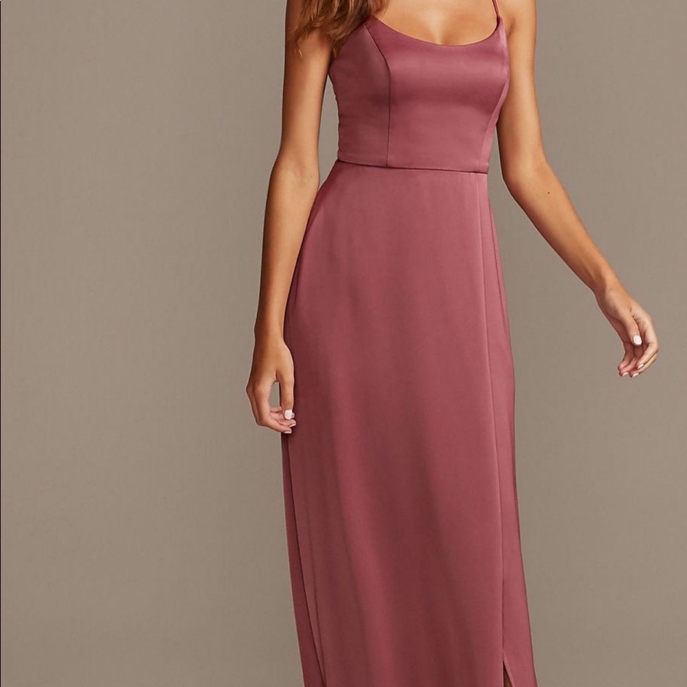 David’s Bridal Scoop Neck Satin Dress